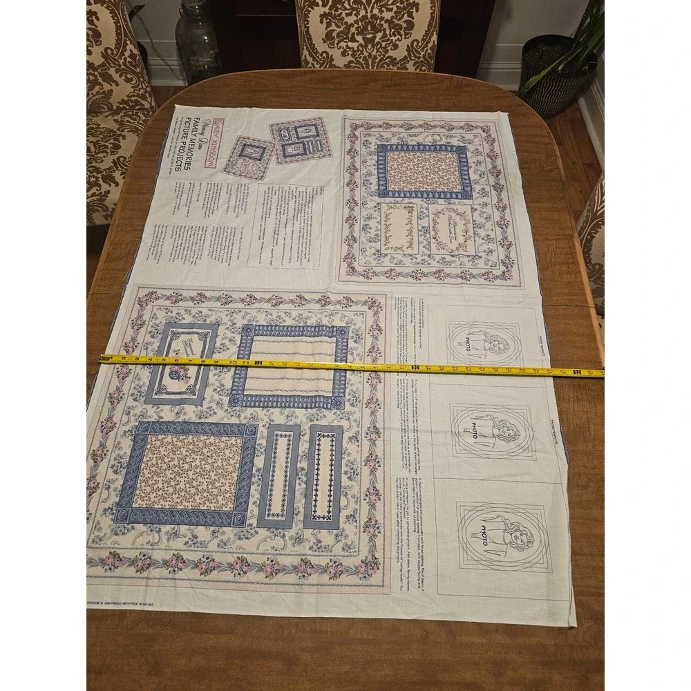 Vtg Daisy Kingdom Fabric #3548 Picture Project Panel 1996 USA Floral Blue 34x45